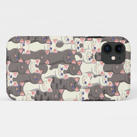 Witte en grijze kattenpatroon Case-Mate iPhone case (Achterkant (horizontaal))