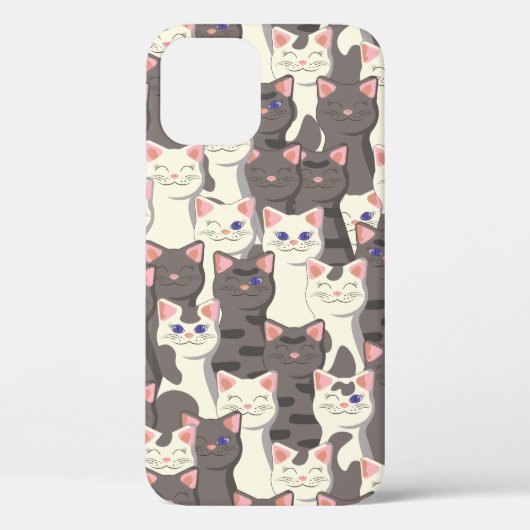 Witte en grijze kattenpatroon Case-Mate iPhone case (Achterkant)