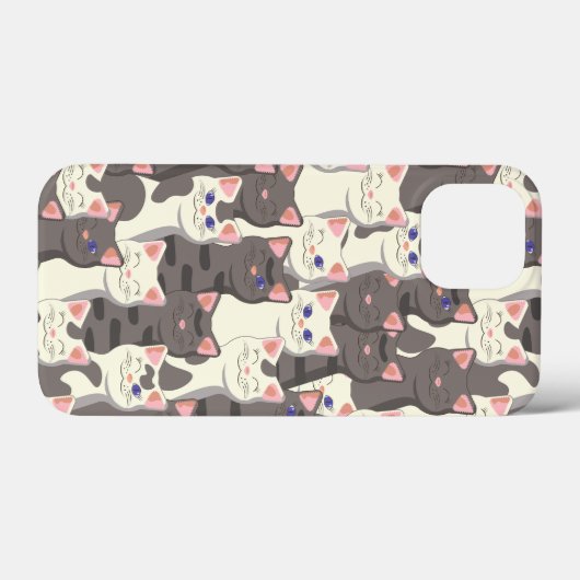 Witte en grijze kattenpatroon Case-Mate iPhone case (Achterkant (horizontaal))