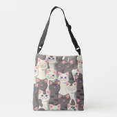 Witte en grijze kattenpatroon crossbody tas (Achterkant)