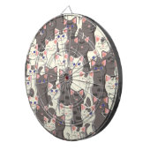 Witte en grijze kattenpatroon dartbord (Voorkant Rechts)