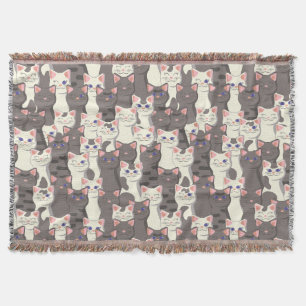 Witte en grijze kattenpatroon deken
