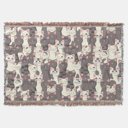 Witte en grijze kattenpatroon deken (Voorkant)