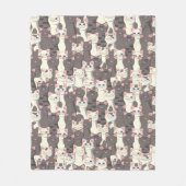 Witte en grijze kattenpatroon fleece deken (Voorkant)
