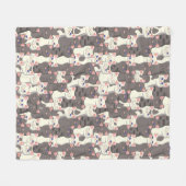 Witte en grijze kattenpatroon fleece deken (Voorkant (Horizontaal))