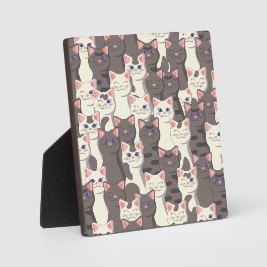 Witte en grijze kattenpatroon fotoplaat (Voorkant)