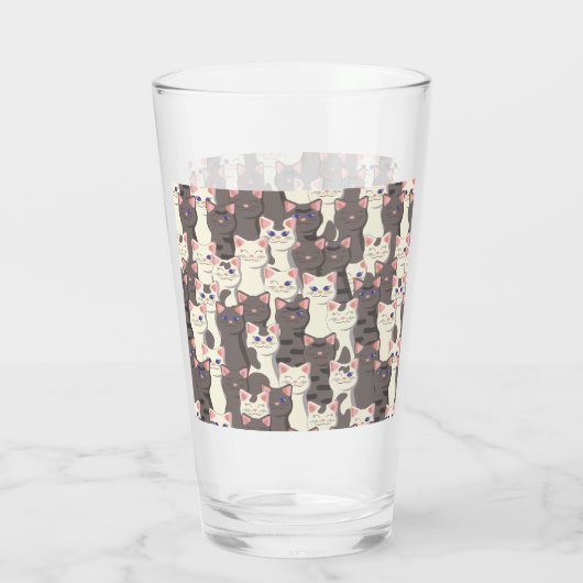 Witte en grijze kattenpatroon glas (Achterkant)