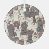 Witte en grijze kattenpatroon glas ornament (Voorkant)