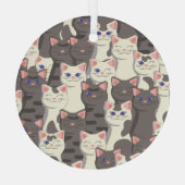 Witte en grijze kattenpatroon glas ornament (Achterkant)