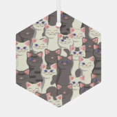 Witte en grijze kattenpatroon glas ornament (Achterkant)