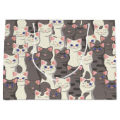 Witte en grijze kattenpatroon groot cadeauzakje (Voorkant)