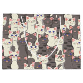 Witte en grijze kattenpatroon groot cadeauzakje (Achterkant)