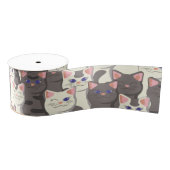 Witte en grijze kattenpatroon grosgrain lint (Spoel)