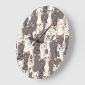 Witte en grijze kattenpatroon grote klok (Hoek)