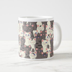 Witte en grijze kattenpatroon grote koffiekop