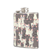 Witte en grijze kattenpatroon heupfles (Links)