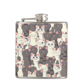 Witte en grijze kattenpatroon heupfles (Voorkant)
