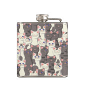 Witte en grijze kattenpatroon heupfles (Achterkant)