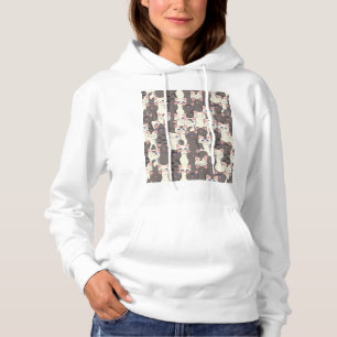 Witte en grijze kattenpatroon hoodie