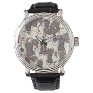 Witte en grijze kattenpatroon horloge