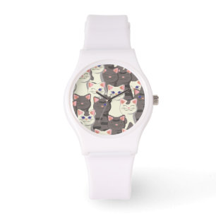 Witte en grijze kattenpatroon horloge