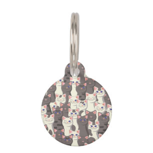 Witte en grijze kattenpatroon huisdierpenning
