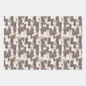 Witte en grijze kattenpatroon inpakpapier vel (Voorkant 3)