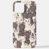 Witte en grijze kattenpatroon iPhone hoesje (Achterkant)