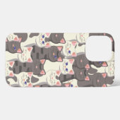 Witte en grijze kattenpatroon iPhone hoesje (Achterkant horizontaal)