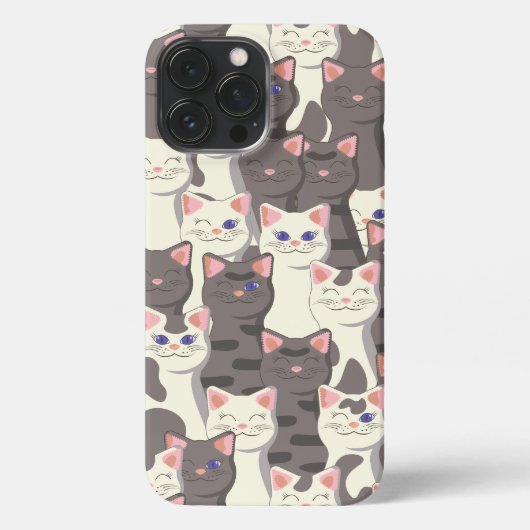 Witte en grijze kattenpatroon iPhone hoesje (Achterkant)
