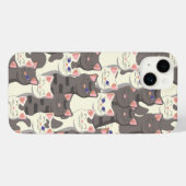 Witte en grijze kattenpatroon iPhone hoesje (Achterkant horizontaal)