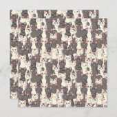 Witte en grijze kattenpatroon kaart (Voorkant / Achterkant)