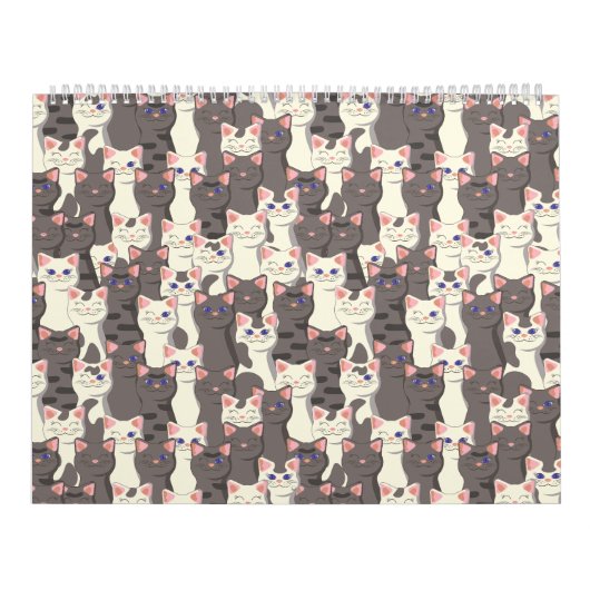 Witte en grijze kattenpatroon kalender (Hoes)