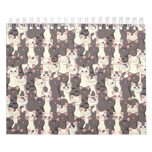 Witte en grijze kattenpatroon kalender (Hoes)