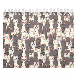 Witte en grijze kattenpatroon kalender