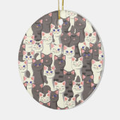 Witte en grijze kattenpatroon keramisch ornament (Links)