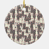 Witte en grijze kattenpatroon keramisch ornament (Achterkant)