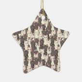 Witte en grijze kattenpatroon keramisch ornament (Rechts)