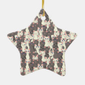 Witte en grijze kattenpatroon keramisch ornament (Achterkant)