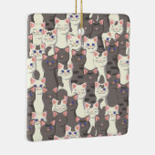 Witte en grijze kattenpatroon keramisch ornament (Rechts)