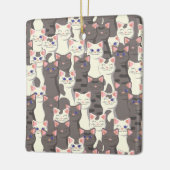 Witte en grijze kattenpatroon keramisch ornament (Links)