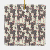 Witte en grijze kattenpatroon keramisch ornament (Achterkant)