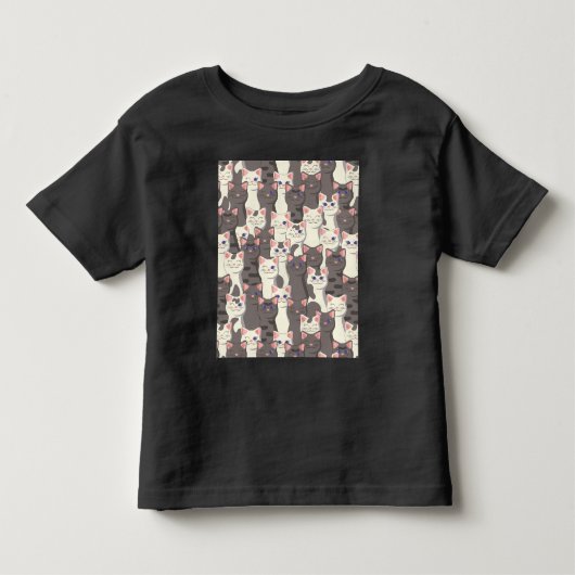 Witte en grijze kattenpatroon kinder shirts (Voorkant)