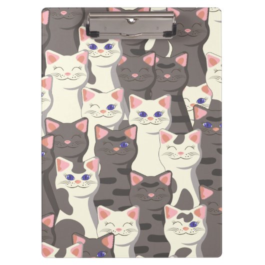 Witte en grijze kattenpatroon klembord (Voorkant)