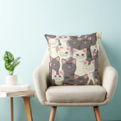 Witte en grijze kattenpatroon kussen (Stoel)