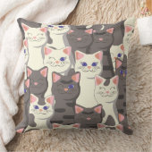 Witte en grijze kattenpatroon kussen (Deken)