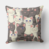 Witte en grijze kattenpatroon kussen (Achterkant)