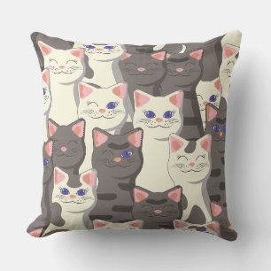 Witte en grijze kattenpatroon kussen