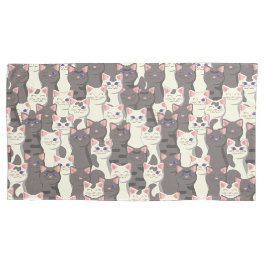 Witte en grijze kattenpatroon kussensloop (Voorkant)