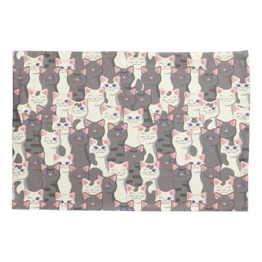 Witte en grijze kattenpatroon kussensloop (Achterkant)